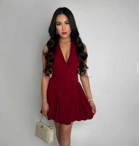 BORDEAUX MONARCH TAILORED MINI DRESS