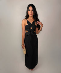 CELESTINE PETAL BLACK MAXI DRESS