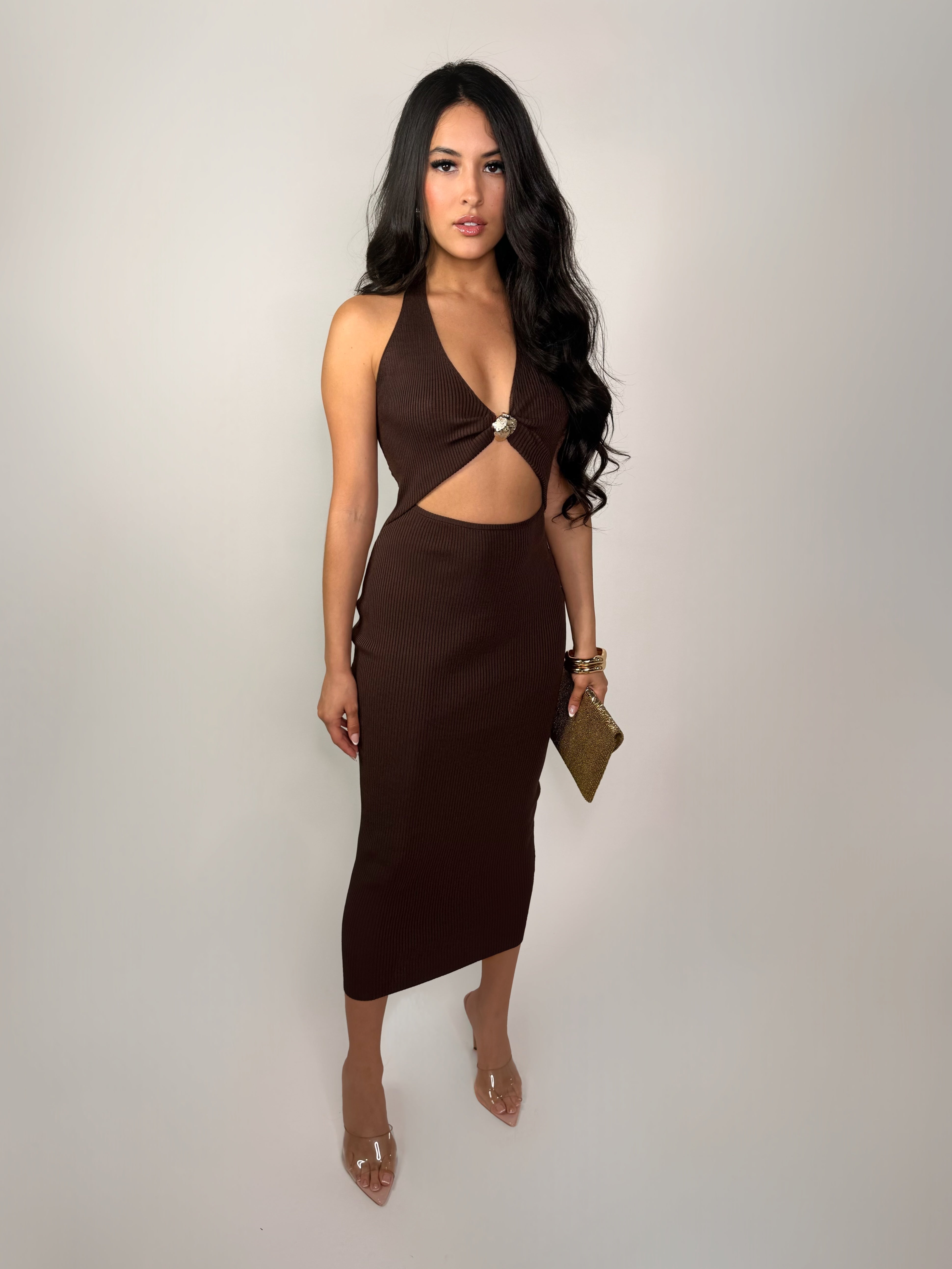 SIENNA ESPRESSO MIDI DRESS