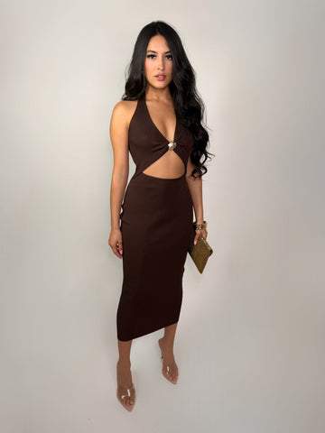 SIENNA ESPRESSO MIDI DRESS