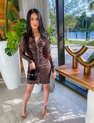 FAUX LEATHER DRESS