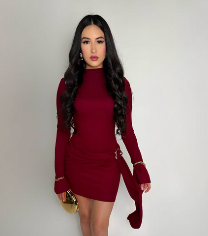 CELESTINE CLARET MINI DRESS
