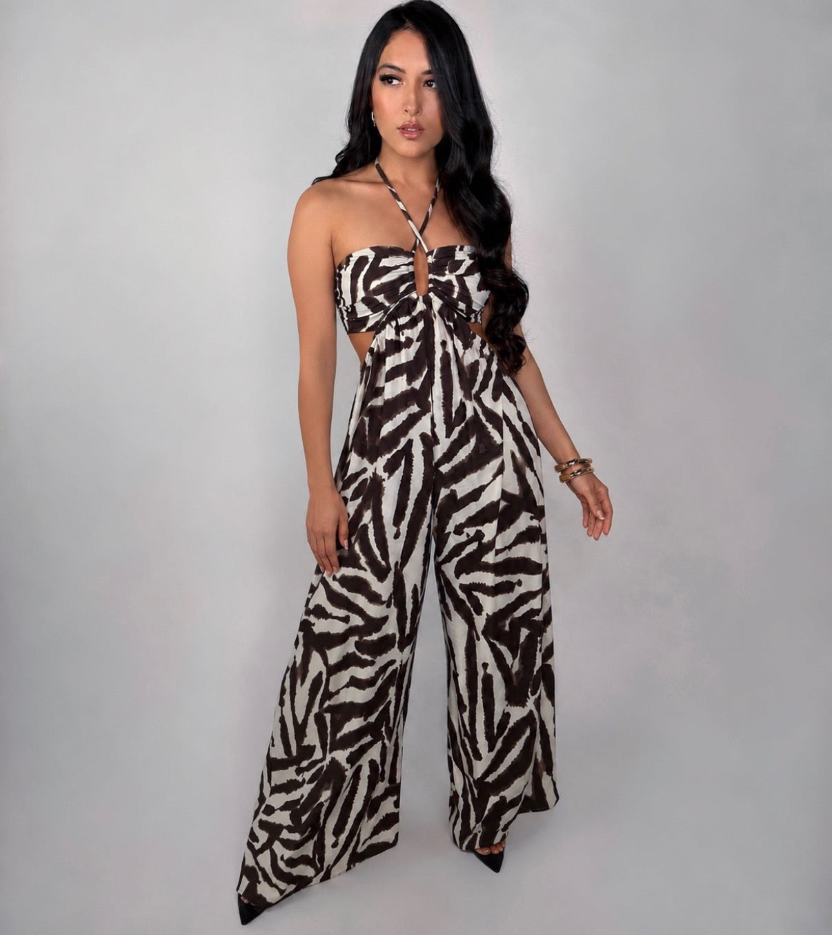 ZEBRA MIRAGE CUT-OUT JUMPSUIT