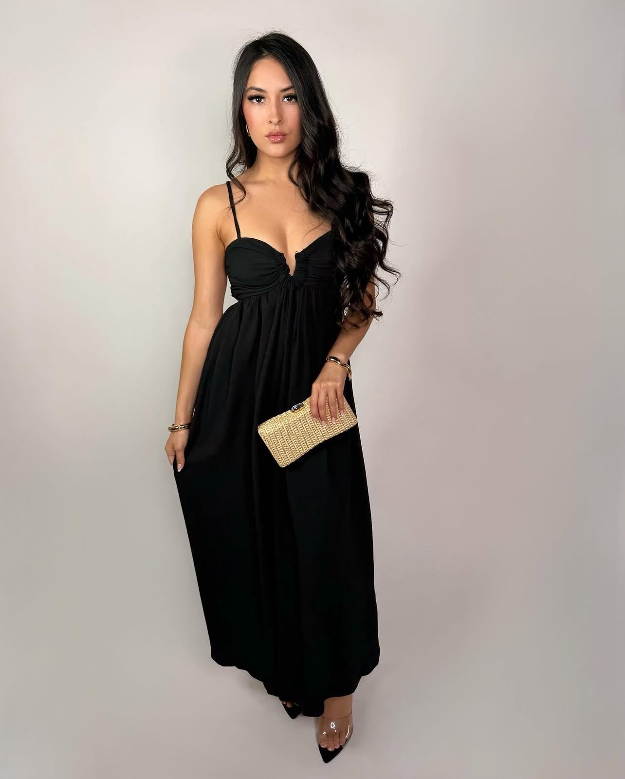 BLACK TULIP MAXI DRESS