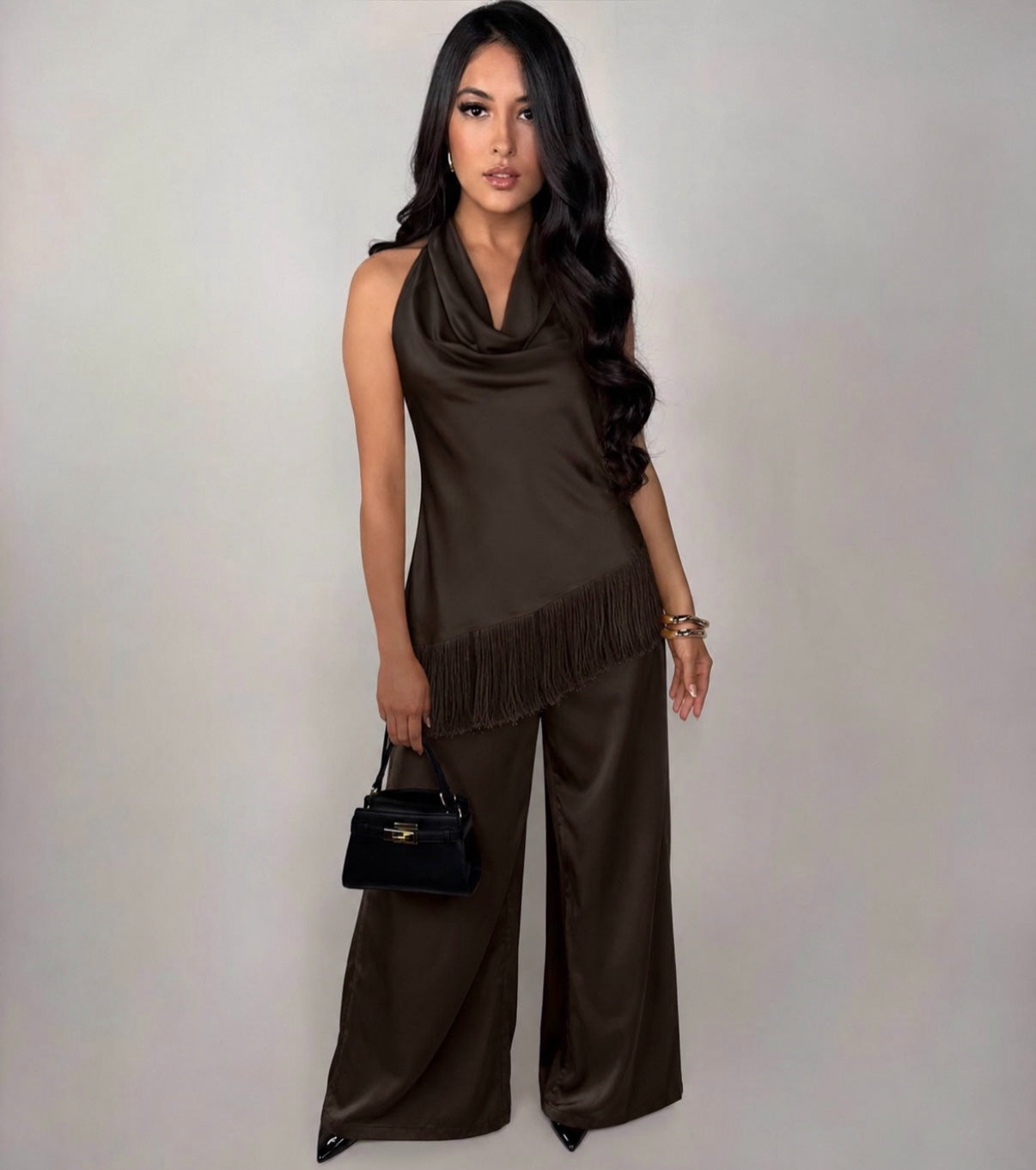 VESPERA FRINGE SATIN SET